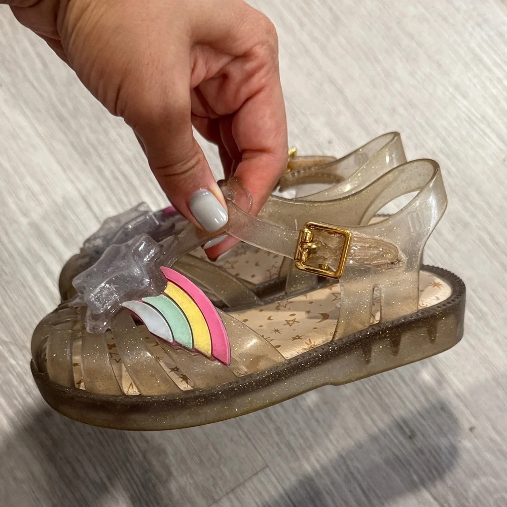 Mini Melissa Kids' Shooting Star Rainbow glitter sandals